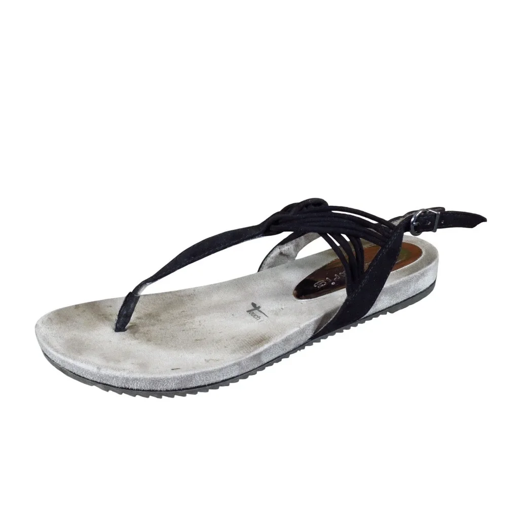 Tamaris Touch It Women Thong Sandal Size 40‎ Casual Summer Strappy Black Suede